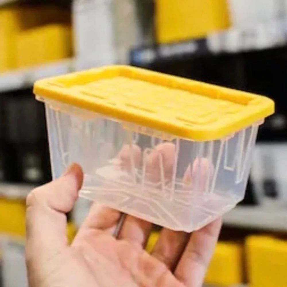 Lowe's Project Source Teeny Tote Yellow Lid Clear Mini Storage Bin Made in USA
